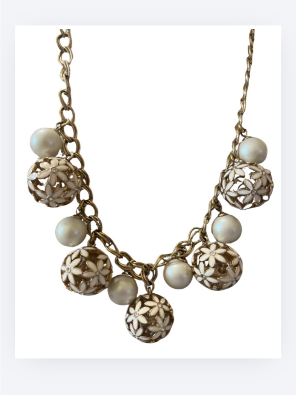 Kate Spade Cream Enamel & Faux Pearl Necklace